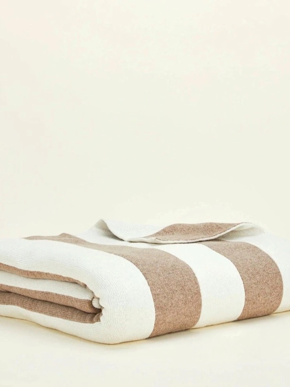 Hawkins New York Simple Striped Throw Blanket Ivory Flax wool NWT $228